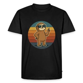 Look rétro paresseux avec lunettes de soleil - T-shirt Premium bio Homme - noir - Devant - Nico (187cm)