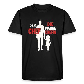 Der Chef – Die wahre Chefin - Männer Premium Bio T-Shirt - Schwarz - Vorne - Nico (187cm)
