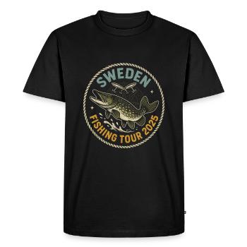 Voyage de pêche en Suède 2025 Aventure - T-shirt Premium bio Homme - noir - Devant - Nico (187cm)