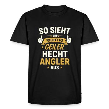 Pike Angler – Funny Saying - Men's Premium Organic T-Shirt - black - Front - Nico (187cm)