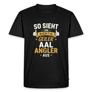 Pêcheur d’anguilles – Drôle de dicton - T-shirt Premium bio Homme - noir - Devant - Nico (187cm)