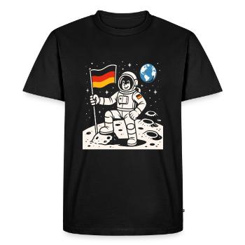 Astronaute aventureux avec drapeau allemand - T-shirt Premium bio Homme - noir - Devant - Nico (187cm)