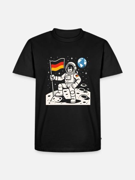 Adventurous astronaut with German flag - Men's Premium Organic T-Shirt - black