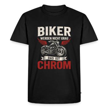 Biker Saying – That's Chrome - Men's Premium Organic T-Shirt - black - Front - Nico (187cm)
