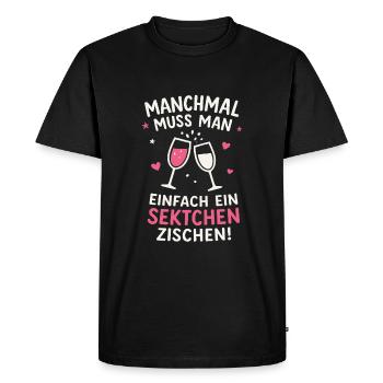 Sparkling wine hisses funny saying - Men's Premium Organic T-Shirt - black - Front - Nico (187cm)