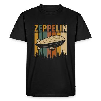 Zeppelin Airship with Retro Stripes - Men's Premium Organic T-Shirt - black - Front - Nico (187cm)