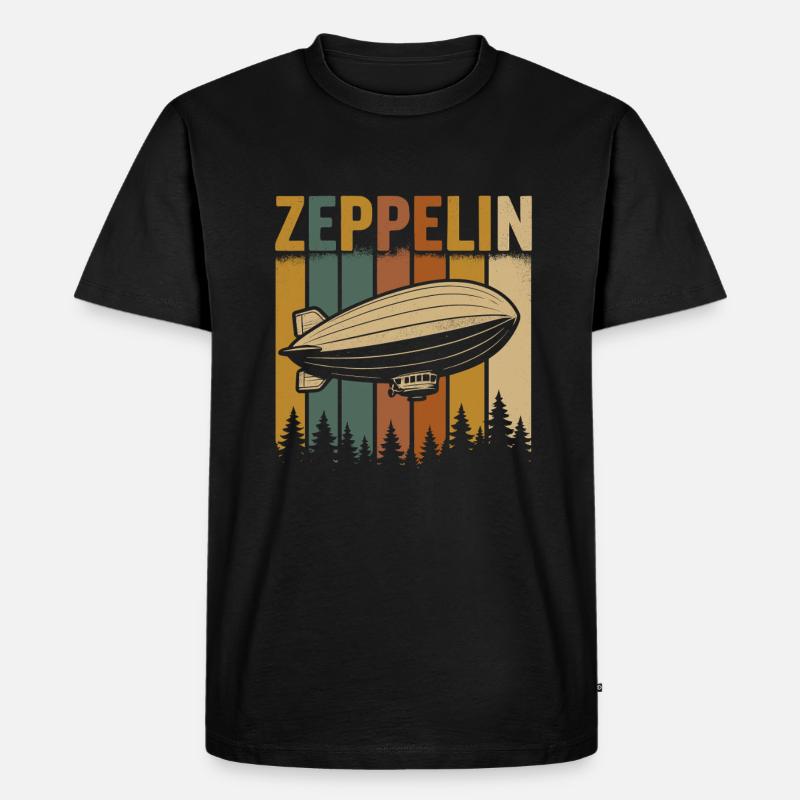 Dirigeable Zeppelin à rayures rétro - T-shirt Premium bio Homme - noir