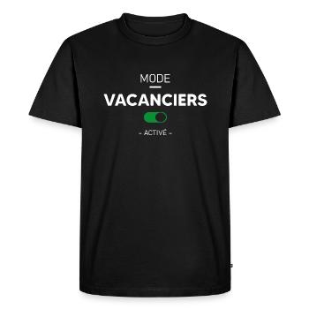mode vacances activé - Cadeau vacance - T-shirt Premium bio Homme - noir - Devant - Nico (187cm)