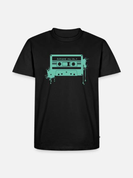 RETRO-KASSETTE in türkis - Männer Premium Bio T-Shirt - Schwarz