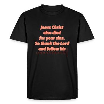 Jesus Christ Faith Christian Bible Study - Men's Premium Organic T-Shirt - black - Front - Nico (187cm)