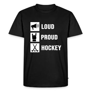Légende du hockey sur gazon Fier amateur de hockey - T-shirt Premium bio Homme - noir - Devant - Nico (187cm)