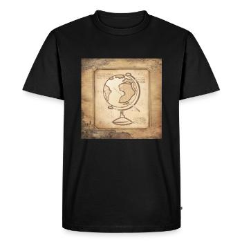 Géographie - Globe & Pointer / Art Vintage - T-shirt Premium bio Homme - noir - Devant - Nico (187cm)
