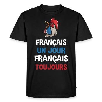 Français un jour français toujours / France - T-shirt Premium bio Homme - noir - Devant - Nico (187cm)