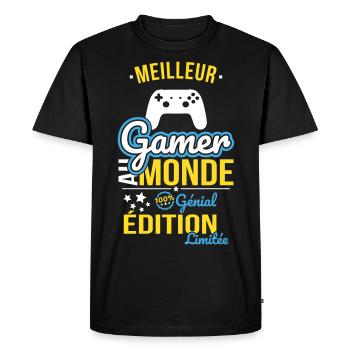 Meilleur Gamer au monde - 100% génial - T-shirt Premium bio Homme - noir - Devant - Nico (187cm)