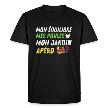 Cadeau Homme Jardin Poule Humour - T-shirt Premium bio Homme - noir - Devant - Nico (187cm)