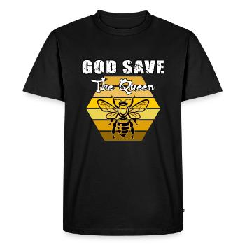 Apicultrice Queen Bee « god save the queen"nid d’abeilles rétro - T-shirt Premium bio Homme - noir - Devant - Nico (187cm)