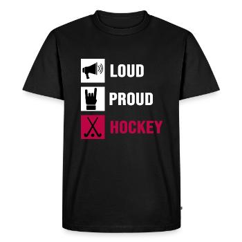 Amateur de hockey Hockey sur gazon Produits dérivés de hockey Terrain de hockey - T-shirt Premium bio Homme - noir - Devant - Nico (187cm)
