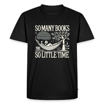 Perdu dans un livre sous les étoiles - T-shirt Premium bio Homme - noir - Devant - Nico (187cm)