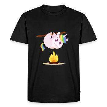 Unicorn Unicorn grilling food Tasty fire - Men's Premium Organic T-Shirt - black - Front - Nico (187cm)