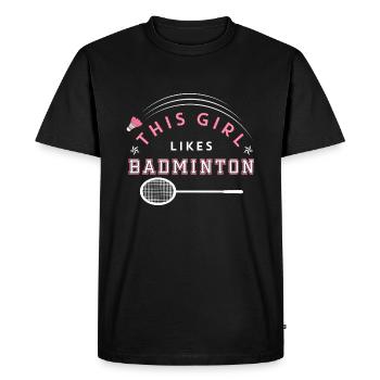 Une fille aime le badminton, les loisirs et les - T-shirt Premium bio Homme - noir - Devant - Nico (187cm)