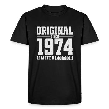Original depuis 1974 Vintage Vintage anniversaire - T-shirt Premium bio Homme - noir - Devant - Nico (187cm)