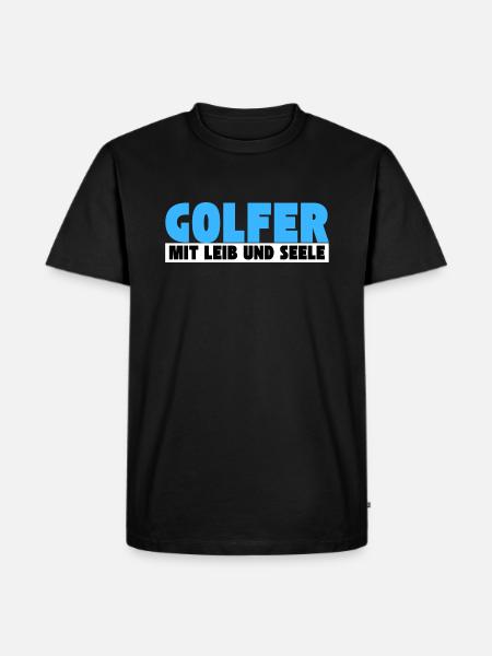 Golfer mit Leib und Seele - Männer Premium Bio T-Shirt - Schwarz