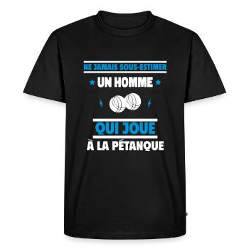 un homme qui joue à la pétanque - T-shirt Premium bio Homme - noir - Devant - Nico (187cm)