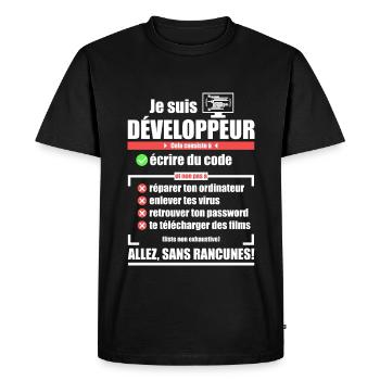 I am a developer - Men's Premium Organic T-Shirt - black - Front - Nico (187cm)