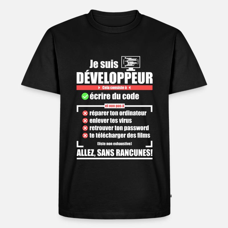 Ich bin ein Entwickler - Männer Premium Bio T-Shirt - Schwarz