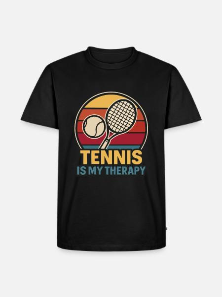 Il tennis è la mia terapia – Stile retrò - Maglietta ecologica premium da uomo - nero