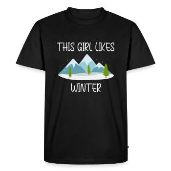 Randonnée en montagne, flocon de neige, paysage - T-shirt Premium bio Homme - noir - Devant - Nico (187cm)