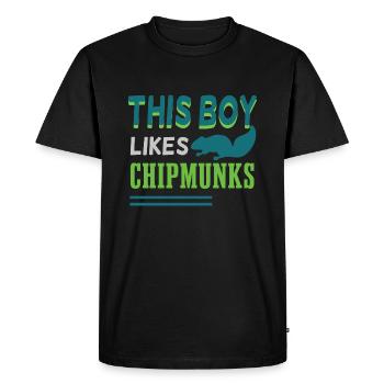 Garçon aime les tamias mignons animaux de la forêt - T-shirt Premium bio Homme - noir - Devant - Nico (187cm)
