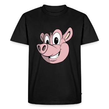 Drôle de dessin animé Cochon de ferme - T-shirt Premium bio Homme - noir - Devant - Nico (187cm)