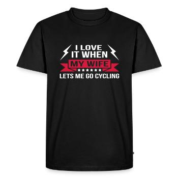 Ma femme va faire du vélo - T-shirt Premium bio Homme - noir - Devant - Nico (187cm)
