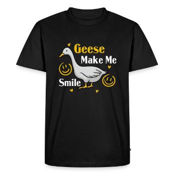 Les oies me font sourire, mignonne oie, oiseau, - T-shirt Premium bio Homme - noir - Devant - Nico (187cm)