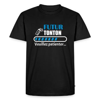 futur tonton, bientôt oncle,annonce grossesse - T-shirt Premium bio Homme - noir - Devant - Nico (187cm)
