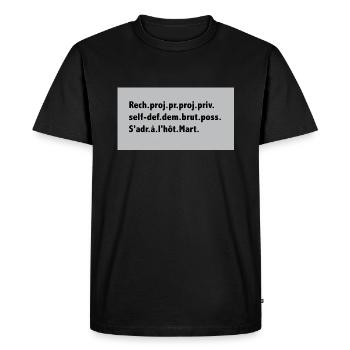 Rech.proj.pr.proj.priv citation cité de la peur - T-shirt Premium bio Homme - noir - Devant - Nico (187cm)
