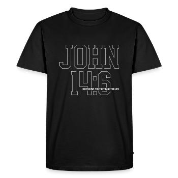 Jesus Christ Bible Verse Christian Faith God - Men's Premium Organic T-Shirt - black - Front - Nico (187cm)