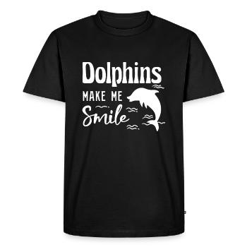Animaux marins Mignon Dauphin Animaux sauvages - T-shirt Premium bio Homme - noir - Devant - Nico (187cm)