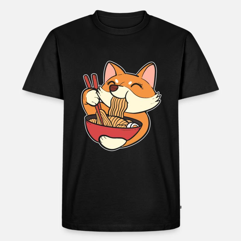 Corgi Ramen - Männer Premium Bio T-Shirt - Schwarz