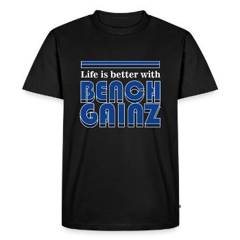 Life With Bench Ganiz Ironic Powerlifting - T-shirt Premium bio Homme - noir - Devant - Nico (187cm)