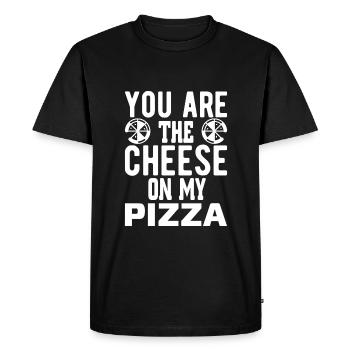 Tu es le fromage sur ma pizza - T-shirt Premium bio Homme - noir - Devant - Nico (187cm)