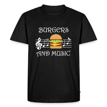Chef amateur de hamburgers, musicien de musique - T-shirt Premium bio Homme - noir - Devant - Nico (187cm)