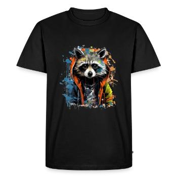 Raton laveur de rue cool - T-shirt Premium bio Homme - noir - Devant - Nico (187cm)