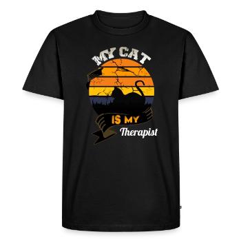 my cat is my therapist - T-shirt Premium bio Homme - noir - Devant - Nico (187cm)
