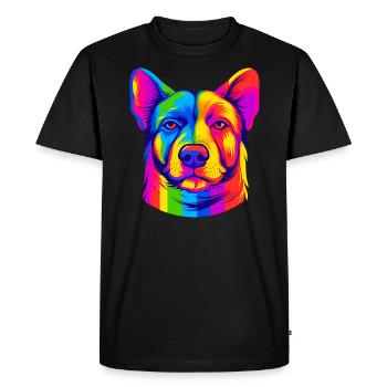Chien arc-en-ciel - T-shirt Premium bio Homme - noir - Devant - Nico (187cm)