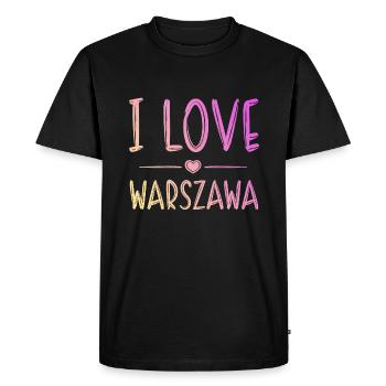 J’aime Varsovie - T-shirt Premium bio Homme - noir - Devant - Nico (187cm)