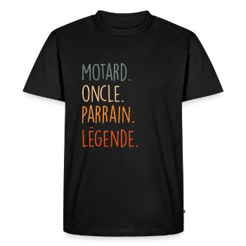 Motard oncle parrain légende - T-shirt Premium bio Homme - noir - Devant - Nico (187cm)