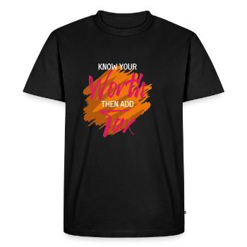 Know your value. Accounting Professor. Poison - Men's Premium Organic T-Shirt - black - Front - Nico (187cm)