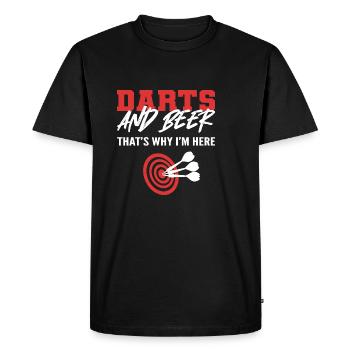 Fléchettes et bière. Cadeau fêtard - T-shirt Premium bio Homme - noir - Devant - Nico (187cm)
